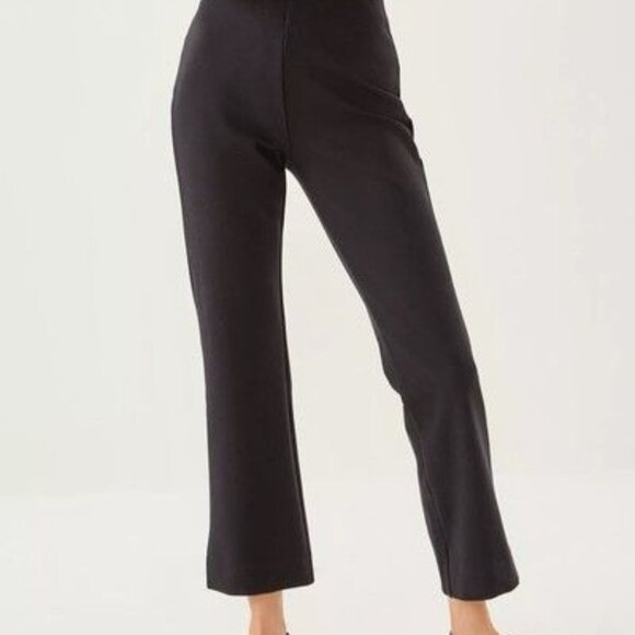 Lilly Pulitzer Womens Black Christabel Pants Ponte Crop Flare Stretch Size L NEW - Picture 1 of 9